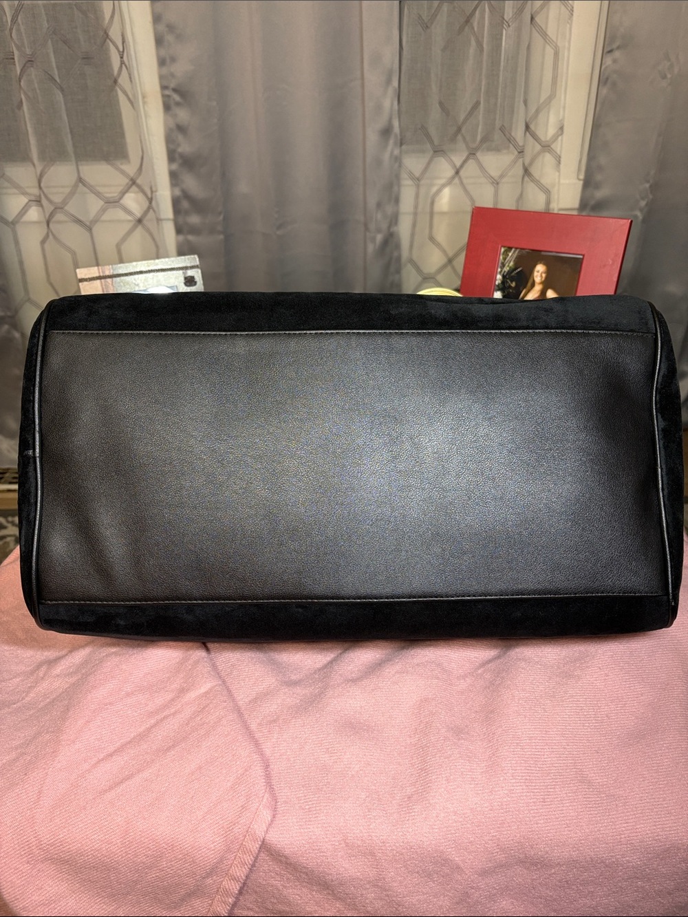 NWT Juicy Couture Black Velvet Weekender Boston Bag Adjustable Strap 19x10 - Picture 14 of 16